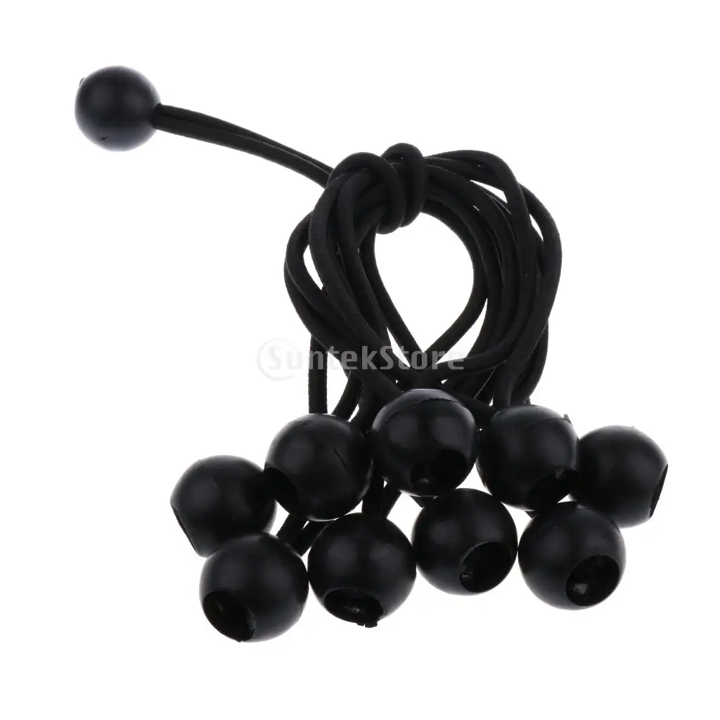 10pcs 162mm 5mm Heavy Duty Ball Bungee Cord Elastic Tie Rope for Securing Canopy Tent Tarp