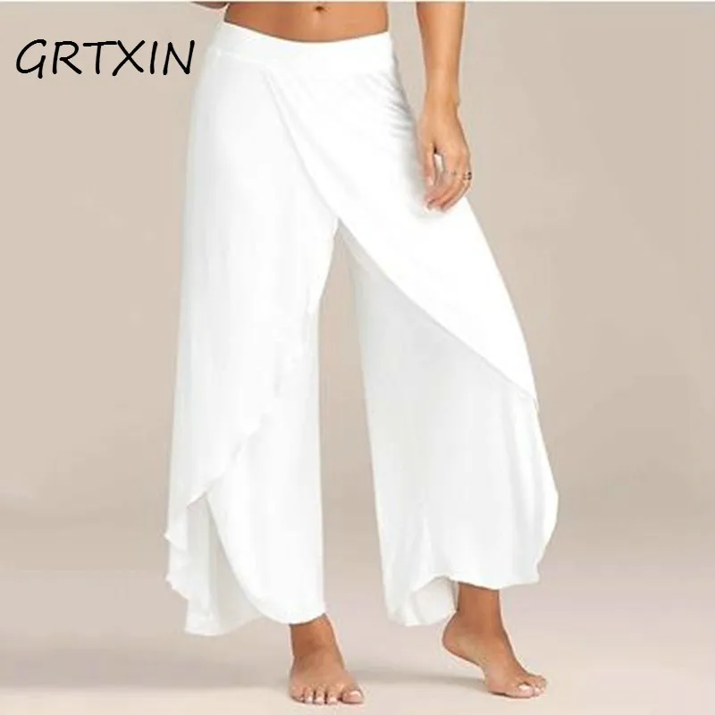 GRTXIN Chiffon Irregular Side Pants Women Causal Wide Leg Split Trousers Female Solid Elastic Wasit Loose Pants 2018 Summer
GRTXIN Chiffon Irregular Side Pants Women Causal Wide Leg Split Trousers Female Solid Elastic Wasit Loose Pants 2018 Summer