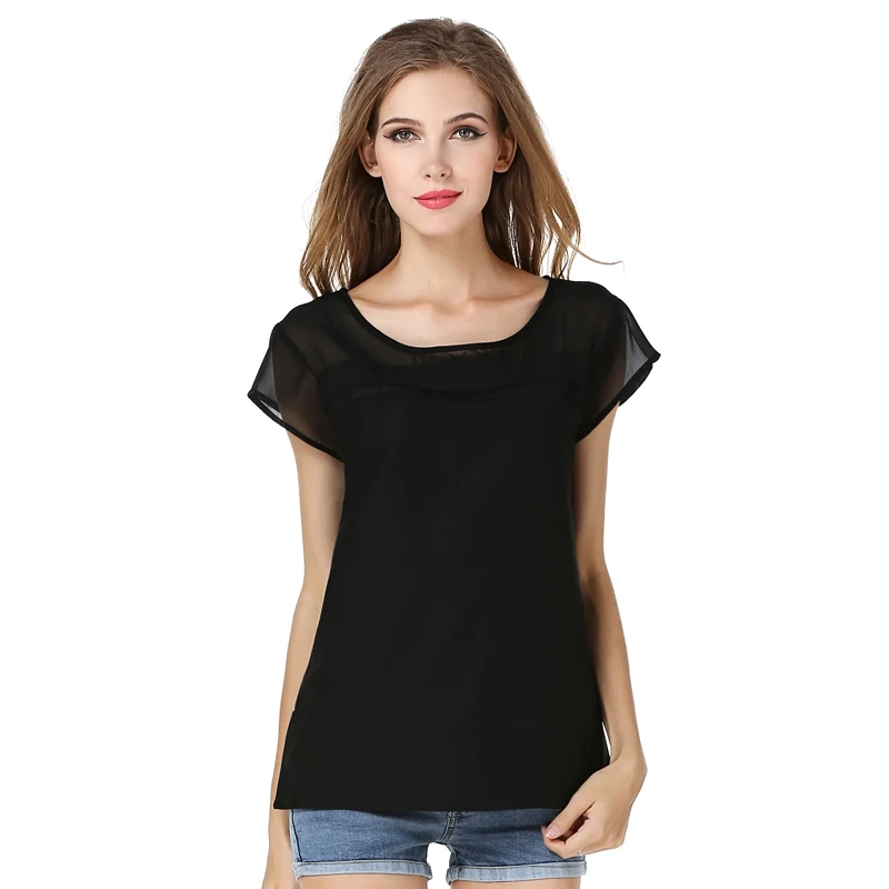 Womens Blouses Chiffon Clothing Summer Loose short sleeve Perspective Lady New Fashion 2 colors 5 Size
Womens Blouses Chiffon Clothing Summer Loose short sleeve Perspective Lady New Fashion 2 colors 5 Size
