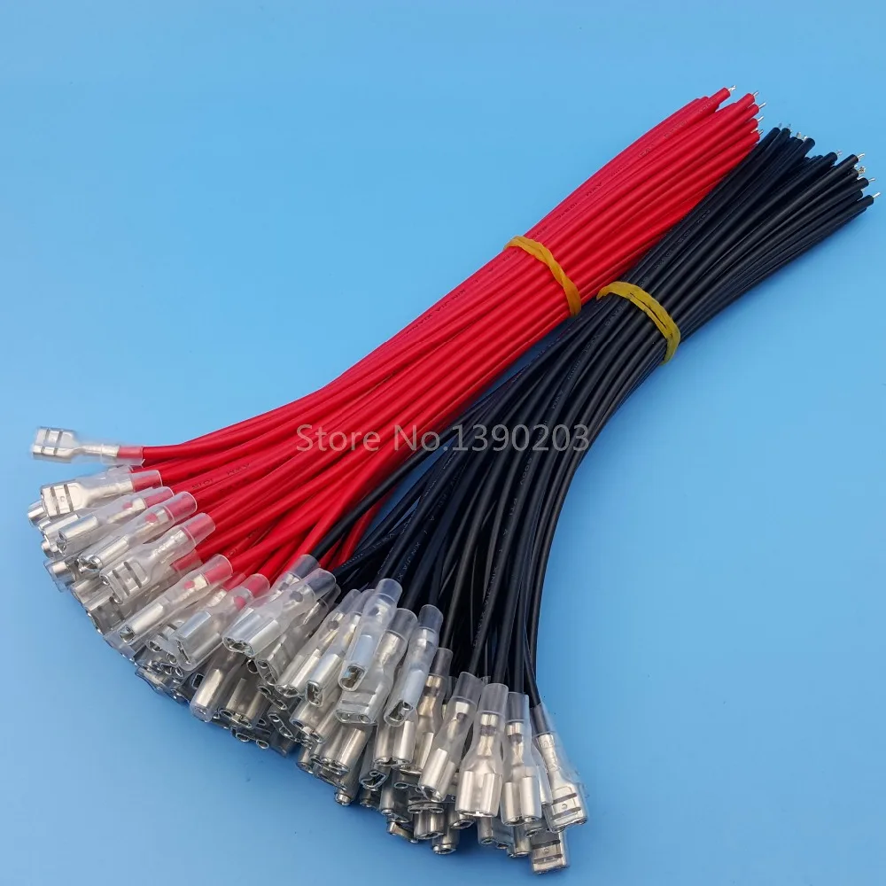 100Pcs/50Pairs 6.3mm Female Spade Crimp Terminals Wire Connector 20CM AWM 1015 18AWG Red and Black
100Pcs/50Pairs 6.3mm Female Spade Crimp Terminals Wire Connector 20CM AWM 1015 18AWG Red and Black