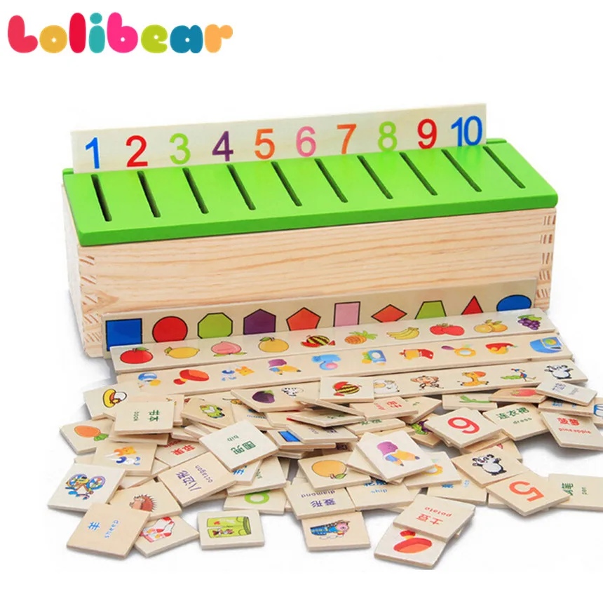 Montessori Wooden Puzzle Early EducationToys Knowledge Classification Box Mathematical Cognitive Matching |