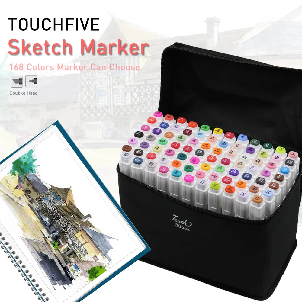 TouchFive 168 Colors Marker Brush pen Art Marker Sketch Markers set Alcohol based For Manga School Office pens Design Supplies
TouchFive 168 Colors Marker Brush pen Art Marker Sketch Markers set Alcohol based For Manga School Office pens Design Supplies