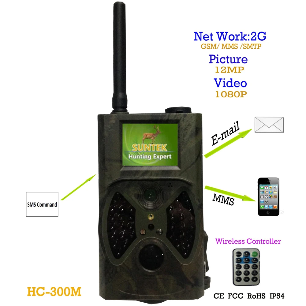 

HD 12MP Trail Camera 1080P Video recorder waterproof camera 2G GSM SMS GPRS MMS digital trail camera infrared detector IP54 2 in