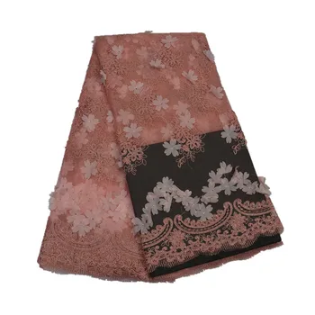 Pink color high quality modern french tulle lace fabric with 3D flowers for Wedding dress
Pink color high quality modern french tulle lace fabric with 3D flowers for Wedding dress