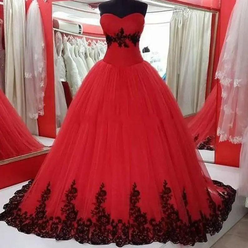robe de mariee Black Red Lace Applique Wedding Dress Lace Up Bridal Gown vestidos de novia boho wedding dress Custom Bridal Size
robe de mariee Black Red Lace Applique Wedding Dress Lace Up Bridal Gown vestidos de novia boho wedding dress Custom Bridal Size
