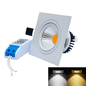 

JIAWEN 6pcs/lot Anti-Glare COB LED Square ceiling lamp White/Warm White 6500K/3200K (AC 85~265V)