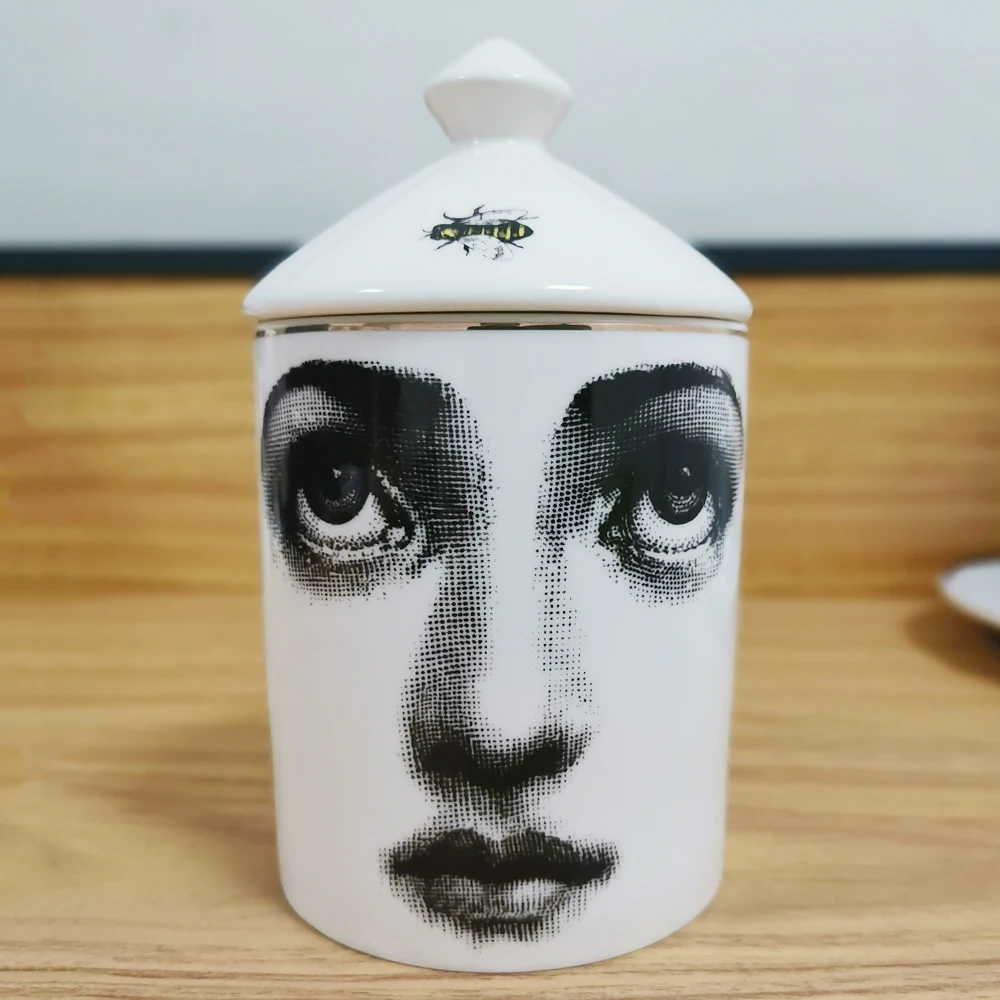 Fornasetti Candle Holder Quirky Humour Lina Face & Bee Storage Jar Bin Ceramic Cafts Home Decorative Jewerlly Storage Box Cup 
Fornasetti Candle Holder Quirky Humour Lina Face & Bee Storage Jar Bin Ceramic Cafts Home Decorative Jewerlly Storage Box Cup