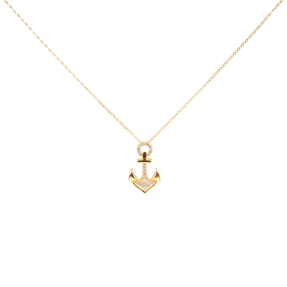 

New Necklace Zircon Boat Anchor Arrow Pendant Stylish Short Collarbone Chain for Men and Women Jewelry