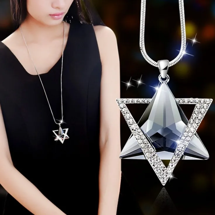 Fashion long section of six-star sweater chain necklace Fine jewelry Crystals from Swarovskis female clothes hanging jewelry
Fashion long section of six-star sweater chain necklace Fine jewelry Crystals from Swarovskis female clothes hanging jewelry