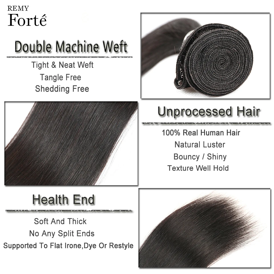 Remy Forte Brazilian Straight Hair 30 In Bundles With Closure