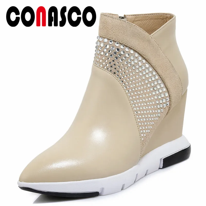 CONASCO Fashion Women Wedges High Heeled Ankle Boots Rhinestone Wedding Party Shoes Woman Pointed Toe Elegant Office Pumps
CONASCO Fashion Women Wedges High Heeled Ankle Boots Rhinestone Wedding Party Shoes Woman Pointed Toe Elegant Office Pumps