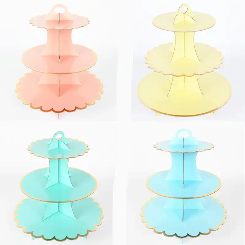3 Tiers Diy Paper Cupcake Stand Dessert Candy Storage Holder Rack