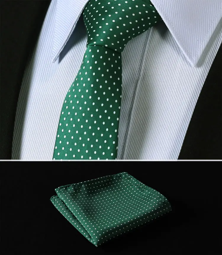 Фото TD119G6 зеленый горошек 2 4 &quot100% Шелковый тканый тонкий узкий мужской галстук