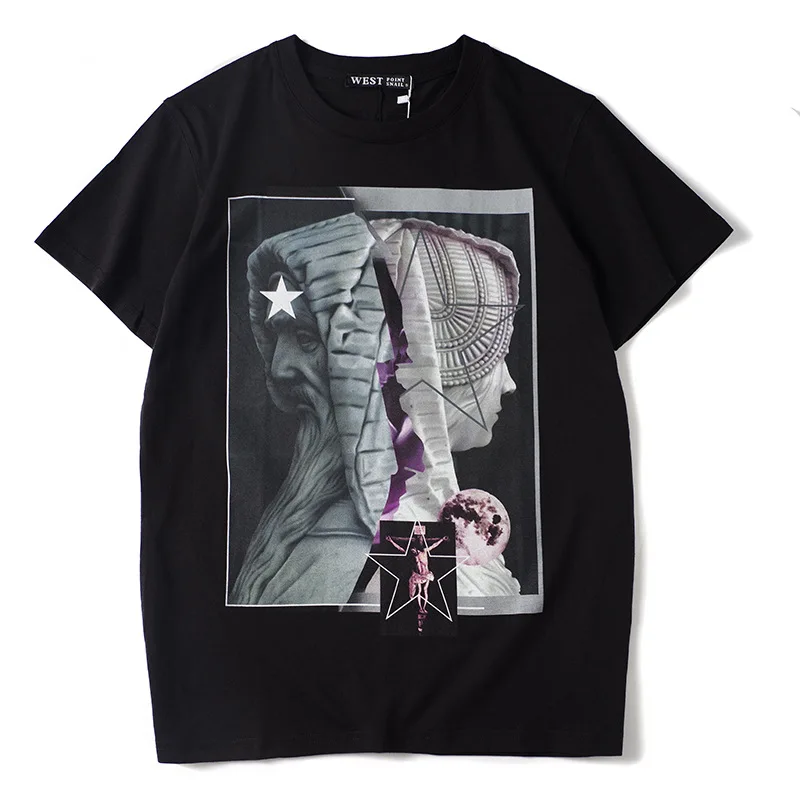 

New 2019 Men Novelty Virgin Mary statue of Jesus T Shirts T-Shirt Hip Hop Skateboard Street Cotton T-Shirts Tee Top Kenye #016