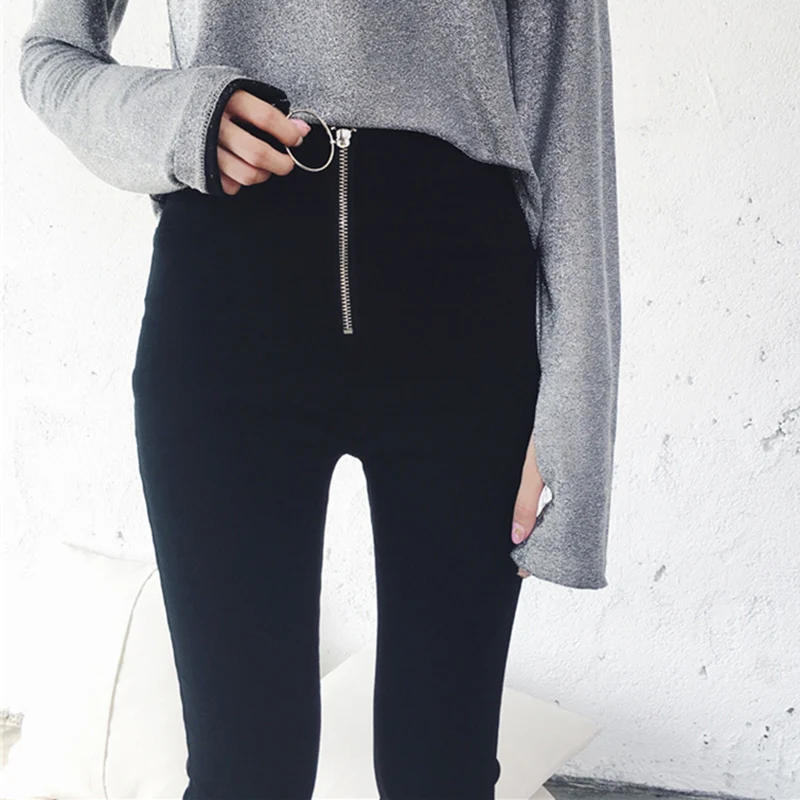 2019 Casual pants woman spring autumn new Zipper decoration Korean Slim High waist nine pants black pencil harem pants Female
2019 Casual pants woman spring autumn new Zipper decoration Korean Slim High waist nine pants black pencil harem pants Female