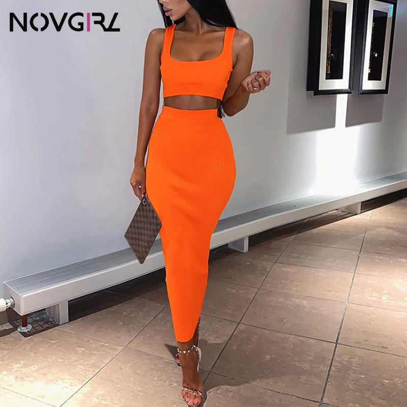 Novgirl Knitted Ribbed Two Piece Dress Women Summer Set Club Party Neon Green Bodycon Sexy Midi Dress Vintage Beachwear Vestidos 
Novgirl Knitted Ribbed Two Piece Dress Women Summer Set Club Party Neon Green Bodycon Sexy Midi Dress Vintage Beachwear Vestidos