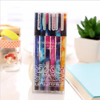 6pcs/lot Cartoon Colored ink Gel pen New Starry pattern 0.38mm pen set Stationery Gift Office school supplies Papelaria G164
6pcs/lot Cartoon Colored ink Gel pen New Starry pattern 0.38mm pen set Stationery Gift Office school supplies Papelaria G164