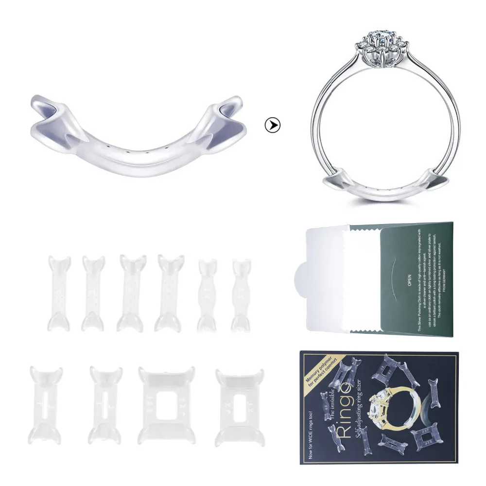 14pcs/set Transparent Ring Size Adjuster Tool for Loose Rings with Polishing Cloth Fit Any Ring
14pcs/set Transparent Ring Size Adjuster Tool for Loose Rings with Polishing Cloth Fit Any Ring