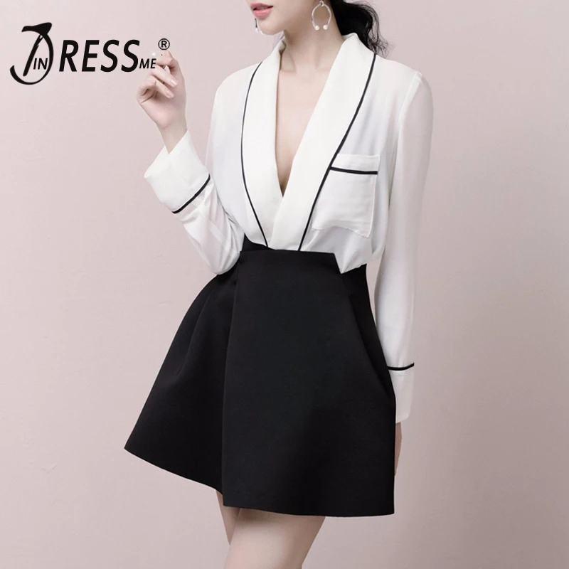 INDRESSME New Women V Neck Fashion Long Sleeve T Shirt Mini Black Skirt Office Lady Set Suits 2019 Two Piece Sets Suit
INDRESSME New Women V Neck Fashion Long Sleeve T Shirt Mini Black Skirt Office Lady Set Suits 2019 Two Piece Sets Suit