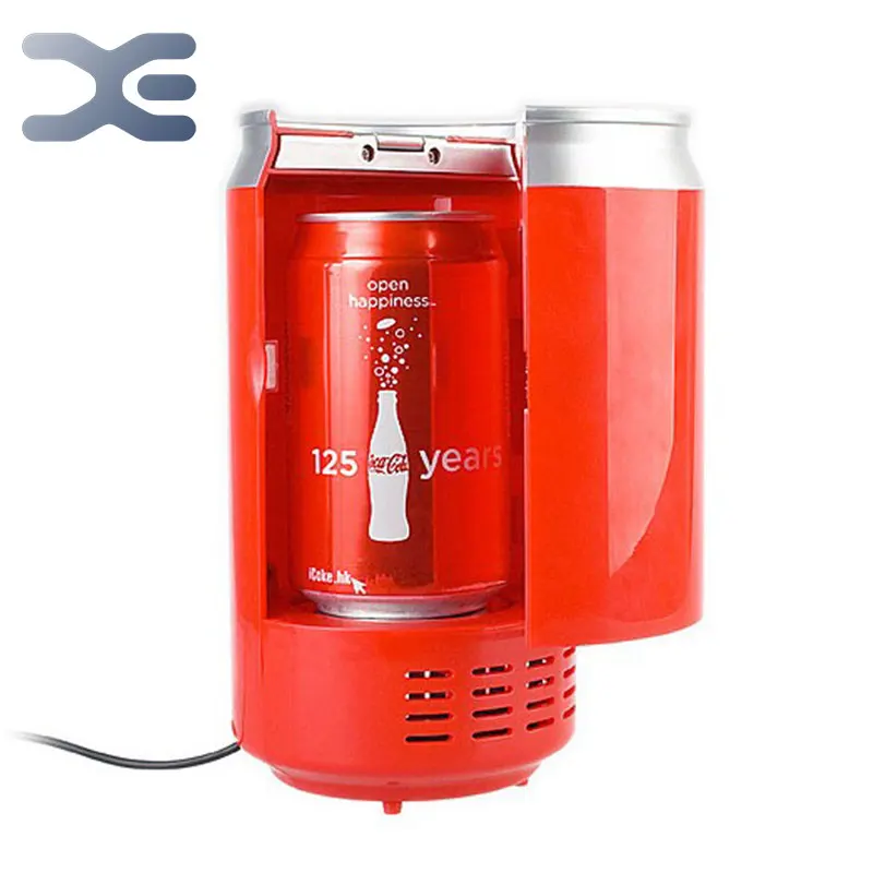 Image Red Mini Portable USB Fridge Beverage Drink Cans Cooler and Warmer Free Shipping