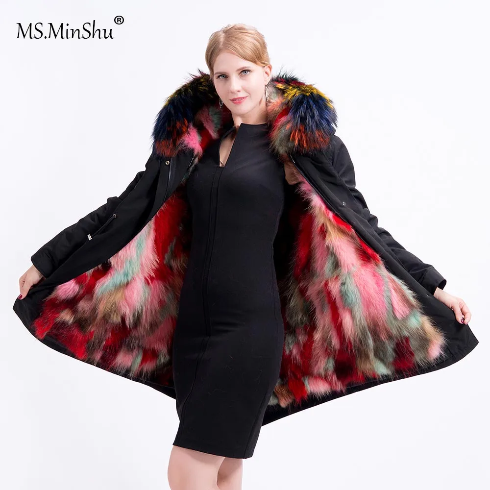 MS.MinShu Fox Fur Parkas Women Coat Natural Fur Inner Big Collar Removable Genuine Raccoon Fur Coat Real Fur Outwear
MS.MinShu Fox Fur Parkas Women Coat Natural Fur Inner Big Collar Removable Genuine Raccoon Fur Coat Real Fur Outwear