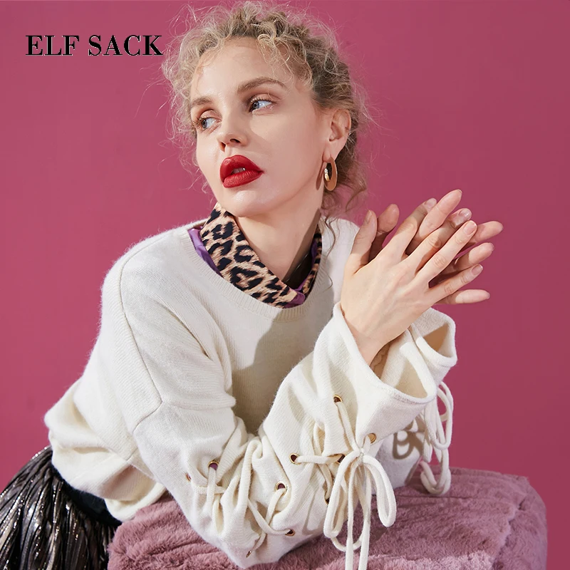 ELF SACK Autumn New Fashion Woman Sweater Casual Lace Up Solid Women Pullovers O-Neck Hand Knitted Full White Femme Sweaters
ELF SACK Autumn New Fashion Woman Sweater Casual Lace Up Solid Women Pullovers O-Neck Hand Knitted Full White Femme Sweaters