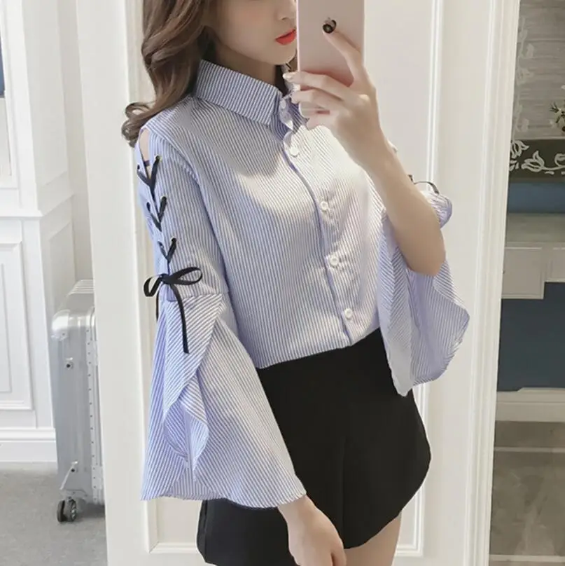 Spring new ladies Shirt Korean loose Female Blouses Tops long Trumpet Sleeves Bow youth Girl shirts Women's Bluas Caluas Shirts
Spring new ladies Shirt Korean loose Female Blouses Tops long Trumpet Sleeves Bow youth Girl shirts Women's Bluas Caluas Shirts