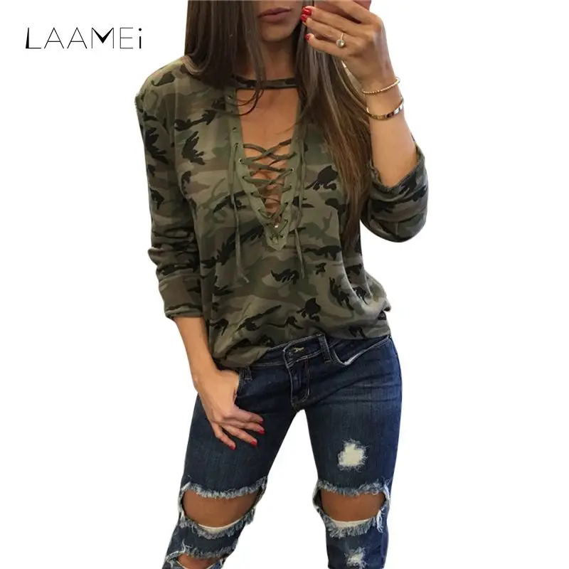 Laamei Plus Size Fashion 2018 Bandage Camouflage T-Shirts Women Full Sleeve Tops Tees Sexy Femme Autumn T-Shirts Hollow Out Tee
Laamei Plus Size Fashion 2018 Bandage Camouflage T-Shirts Women Full Sleeve Tops Tees Sexy Femme Autumn T-Shirts Hollow Out Tee