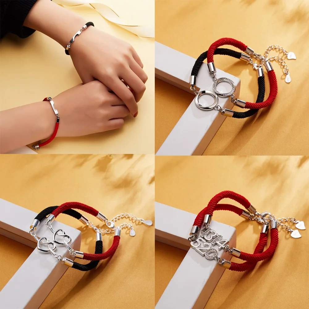 Rinhoo Black & Red Couple Bracelet Lovers' Jewelry Heart and Soul Couple Thick Rope Bracelet Heart Round 520 Pendents 2pcs/set
Rinhoo Black & Red Couple Bracelet Lovers' Jewelry Heart and Soul Couple Thick Rope Bracelet Heart Round 520 Pendents 2pcs/set