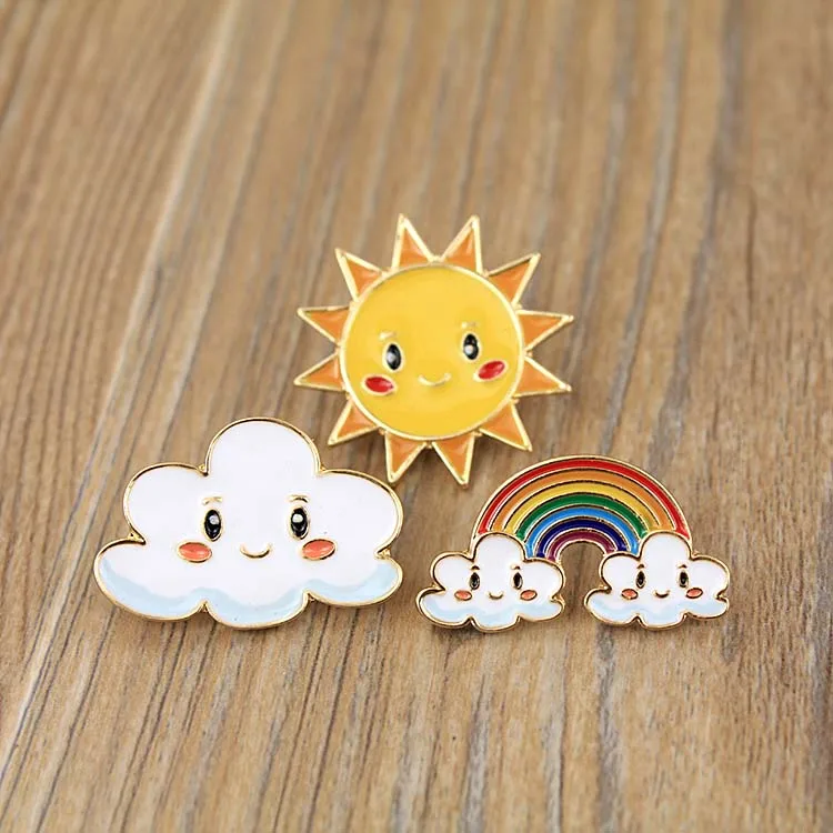 Free Shipping Cute Cartoon Sun Rainbow Clouds Brooch Pin Button Pins Girl Jeans Clothes Decoration Fashion Jewelry Gift
Free Shipping Cute Cartoon Sun Rainbow Clouds Brooch Pin Button Pins Girl Jeans Clothes Decoration Fashion Jewelry Gift