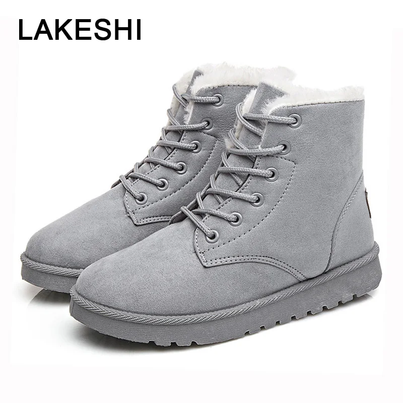 LAKESHI/женские ботинки на шнуровке из хлопка женские ботильоны зимние 2019 г. Модная