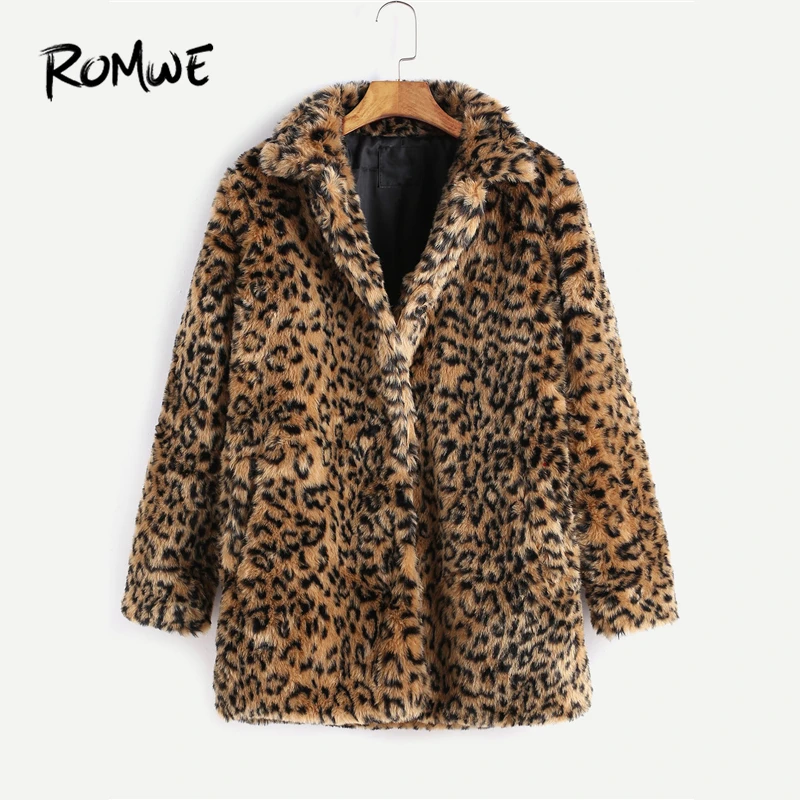 ROMWE Leopard Button Up Faux Fur Coat Long Sleeve Collar Single Breasted Multicolor Women Ladies Winter Party Outerwear
ROMWE Leopard Button Up Faux Fur Coat Long Sleeve Collar Single Breasted Multicolor Women Ladies Winter Party Outerwear