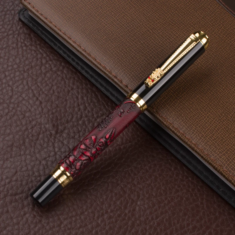 cute stationary stylo Dragon Rollerball Pen Gift High-end Gold Dragon Clip Black Ink Refill 0.5mm Red Brown Emboss Ballpoint Pen
cute stationary stylo Dragon Rollerball Pen Gift High-end Gold Dragon Clip Black Ink Refill 0.5mm Red Brown Emboss Ballpoint Pen
