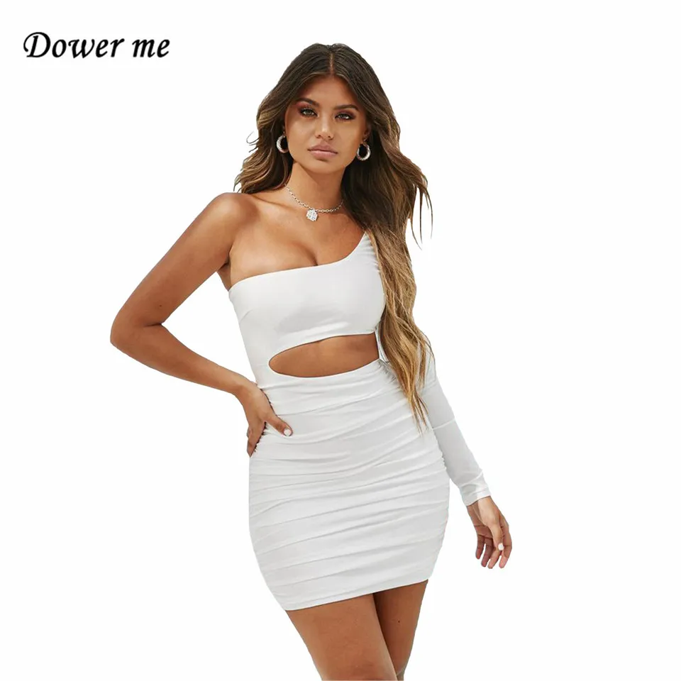 Dower me One Shoulder Summer dresses High Elastic Long sleeve Knee-Length Casual Hollow out white women Short party Dress Y009
Dower me One Shoulder Summer dresses High Elastic Long sleeve Knee-Length Casual Hollow out white women Short party Dress Y009