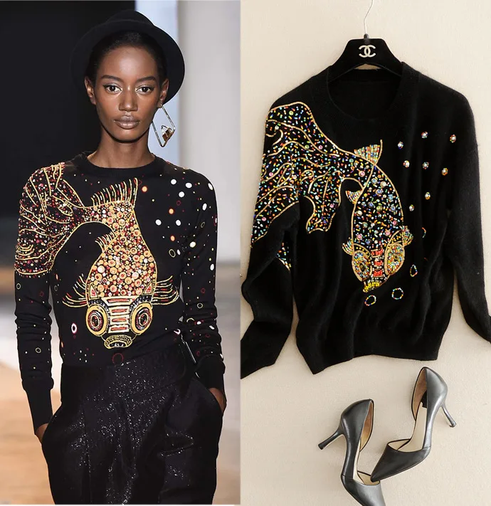 Nailed Pearl Goldfish Wool Sweater 2019 Women Clothing New Rabbit Fluff Jacket Undercoat Autumn Winter Black Sweaters Fashion
Nailed Pearl Goldfish Wool Sweater 2019 Women Clothing New Rabbit Fluff Jacket Undercoat Autumn Winter Black Sweaters Fashion