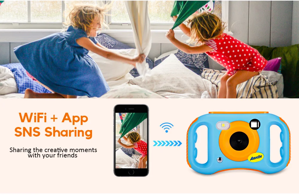Amkov CD-EW 1.77 inch WiFi 5MP Mini Kids Digital Camera