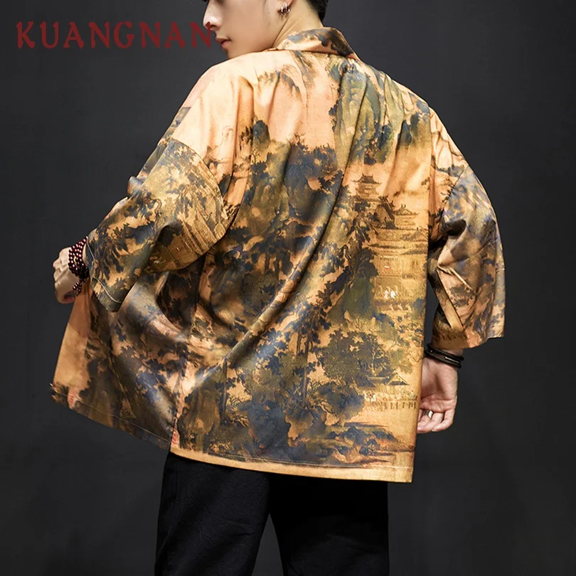KUANGNAN Chinese Kimono Cardigan Men Streetwear Summer Shirts Japanese Kimono Men Kimono Shirt Men 5XL Clothing 2019 New
KUANGNAN Chinese Kimono Cardigan Men Streetwear Summer Shirts Japanese Kimono Men Kimono Shirt Men 5XL Clothing 2019 New