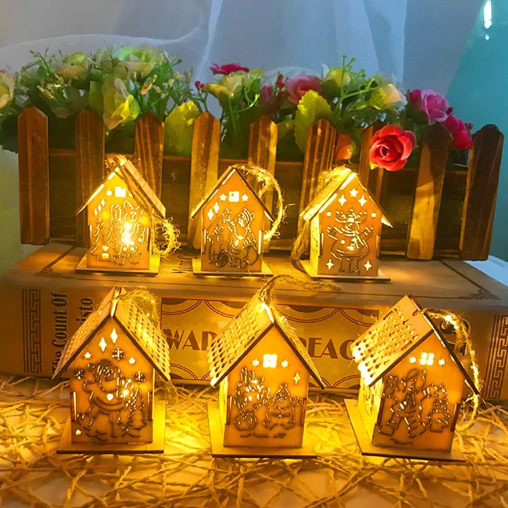 Christmas Ornaments LED Light Wood House Christmas Tree Decorations For Home Hanging Ornaments Holiday Nice Xmas Gift
Christmas Ornaments LED Light Wood House Christmas Tree Decorations For Home Hanging Ornaments Holiday Nice Xmas Gift