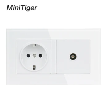 Minitiger White Luxury glass panel 2 Gang Wall Power 16A EU Standard Electrical With Female TV Jack Double Outlet 146 mm * 86 mm
Minitiger White Luxury glass panel 2 Gang Wall Power 16A EU Standard Electrical With Female TV Jack Double Outlet 146 mm * 86 mm