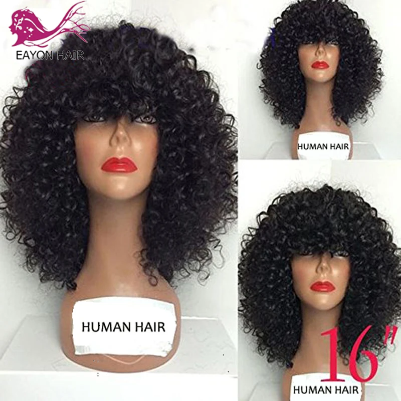 EAYON Curly Human Hair Lace Front Wigs 130% Density Brazilian Kinky Curly Wig with Full Bangs for Black Women Remy Hair
EAYON Curly Human Hair Lace Front Wigs 130% Density Brazilian Kinky Curly Wig with Full Bangs for Black Women Remy Hair