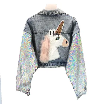 Women Spring Denim Jacket Short Design European High Street 2020 Embroidery Colorful Sequins Jeans Jacket Female chaqueta mujer
Women Spring Denim Jacket Short Design European High Street 2020 Embroidery Colorful Sequins Jeans Jacket Female chaqueta mujer