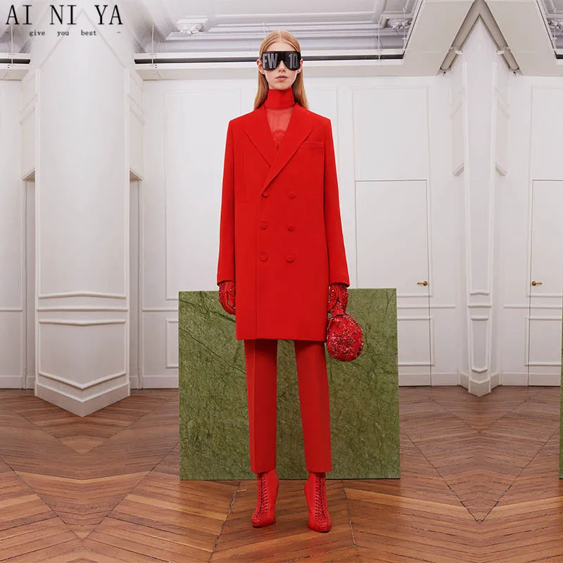 New Thick fabrics Double-breasted Ladies Office Uniform Elegant Pant Suits Long Length Jacket Female Trouser Suits CUSTOM MADE
New Thick fabrics Double-breasted Ladies Office Uniform Elegant Pant Suits Long Length Jacket Female Trouser Suits CUSTOM MADE