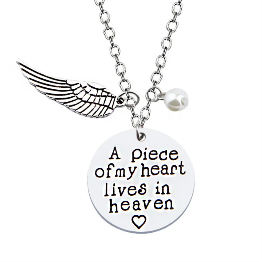 Ckysee A Piece Of My Heart Lives In Heaven Vintage Silver Angel Wing Charms Pendant Memorial Necklace For Women Fashion Colar
Ckysee A Piece Of My Heart Lives In Heaven Vintage Silver Angel Wing Charms Pendant Memorial Necklace For Women Fashion Colar
