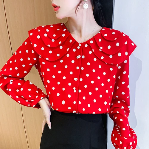 2019 Autumn Polka Dot V-neck Chiffon Womens Tops And Blouses Long Sleeve Fashion Female Work Wear Red Elegant Formal
2019 Autumn Polka Dot V-neck Chiffon Womens Tops And Blouses Long Sleeve Fashion Female Work Wear Red Elegant Formal
