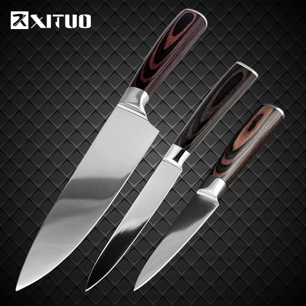 XITUO Kitchen Knife Set 3 PCS Stainless Steel Chef Knife Cleaver Boning Filleting Paring Slicing Steak Utility Santoku Knife New
XITUO Kitchen Knife Set 3 PCS Stainless Steel Chef Knife Cleaver Boning Filleting Paring Slicing Steak Utility Santoku Knife New