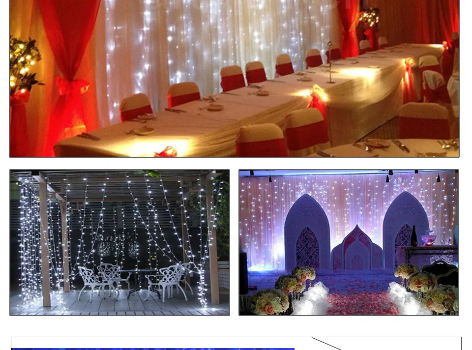 300LEDs Christmas Holiday Lighting 3X3 Meters 18W IP44 Waterproof Xmas Garden Garland Indoor Bedroom Curtain Decoration Lamps (16)