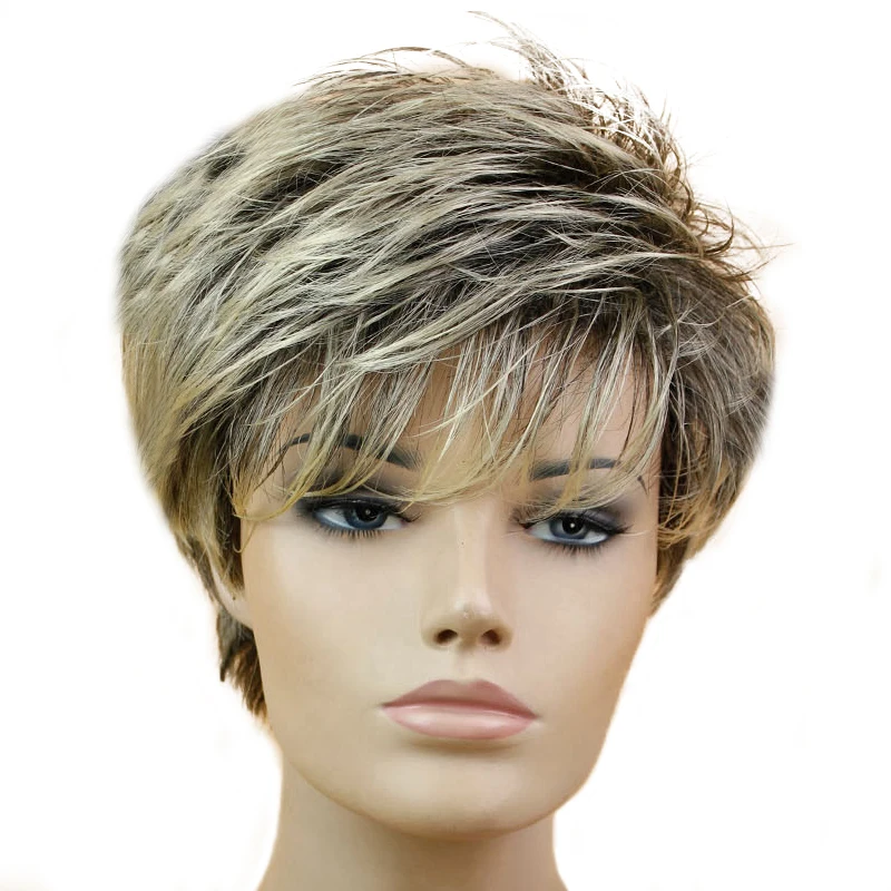 Image MISS WIG Short Pixie Cut Style Wig Synthetic Wigs For Black Women 200g Yellow Hair