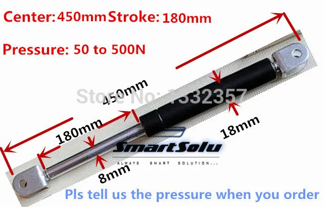 Free shipping 50 to 500N force 450mm central distance, 180 mm stroke, pneumatic Gas Spring, Lift Prop Gas Spring Damper
Free shipping 50 to 500N force 450mm central distance, 180 mm stroke, pneumatic Gas Spring, Lift Prop Gas Spring Damper