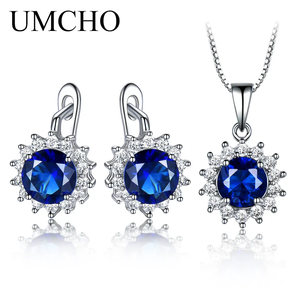 UMCHO Created Sapphire Stud Earrings Necklace Real 925 Sterling Silver Jewelry Sets For Women Elegant Classic Gift Fine Jewelry
UMCHO Created Sapphire Stud Earrings Necklace Real 925 Sterling Silver Jewelry Sets For Women Elegant Classic Gift Fine Jewelry
