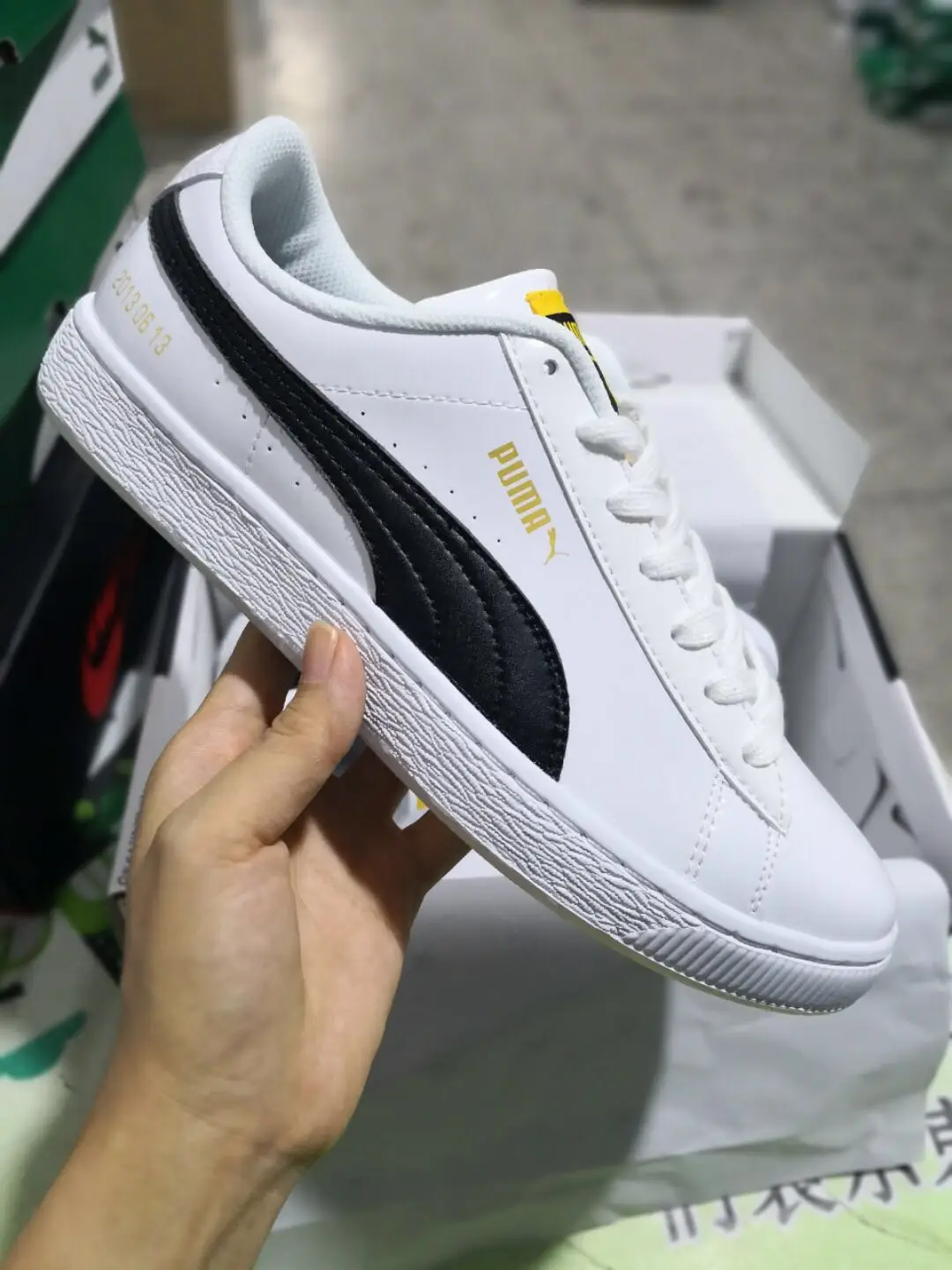 puma x bts basket patent sneakers